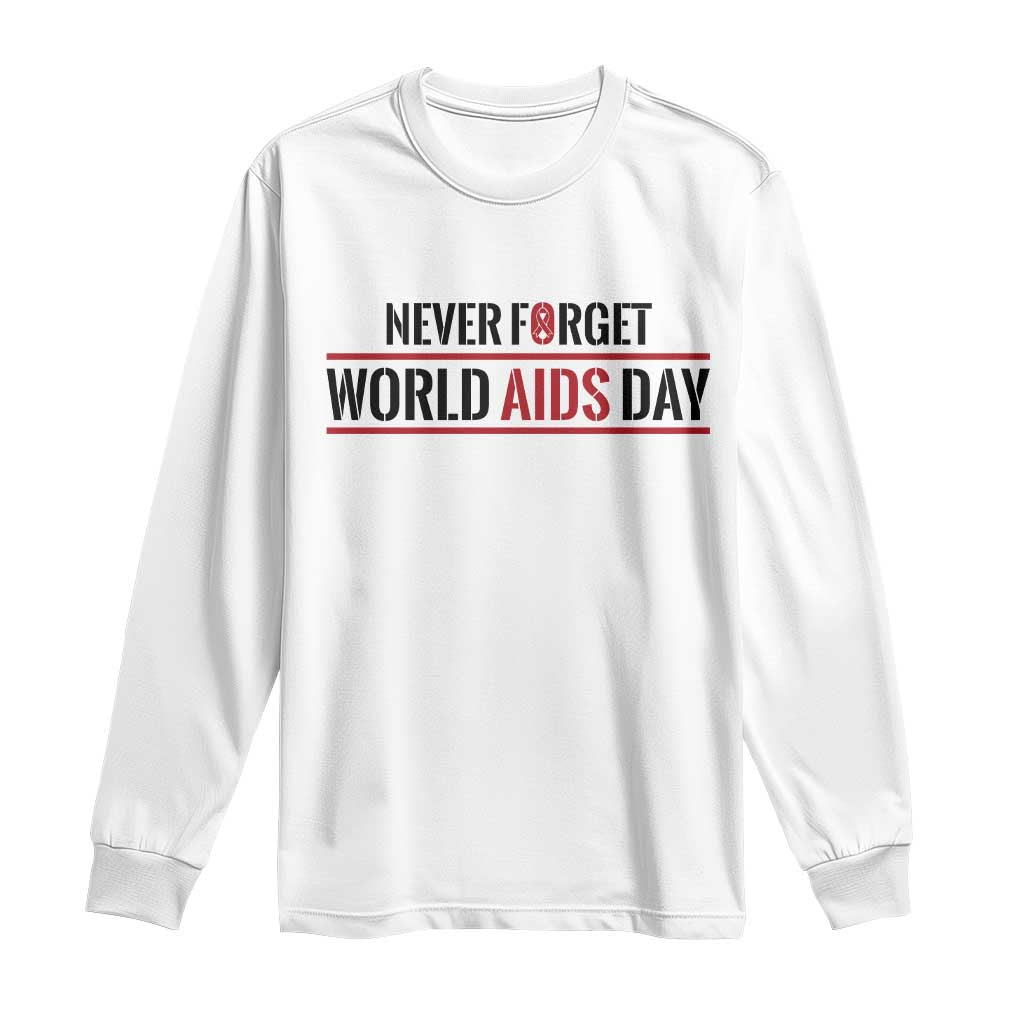 World AIDS Day Never Forget Long Sleeve Shirt Red Ribbon Support Gift