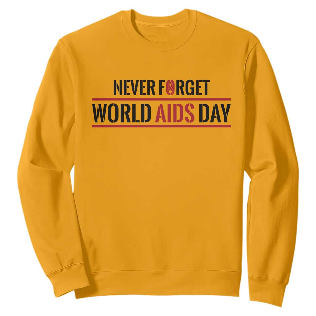 World AIDS Day Never Forget Sweatshirt Red Ribbon Support Gift
