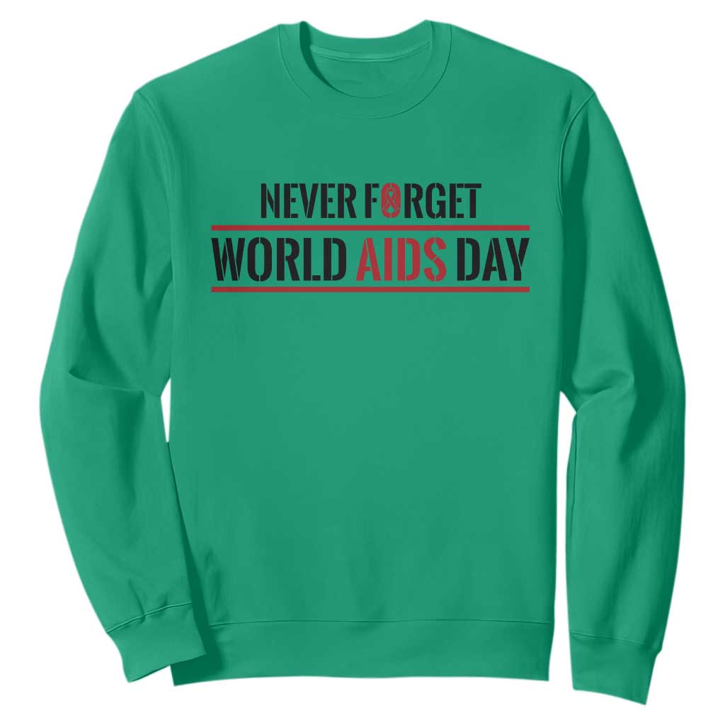 World AIDS Day Never Forget Sweatshirt Red Ribbon Support Gift