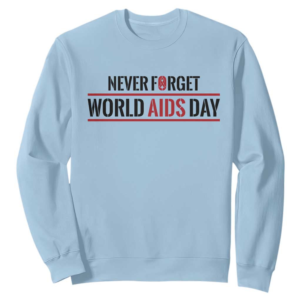 World AIDS Day Never Forget Sweatshirt Red Ribbon Support Gift