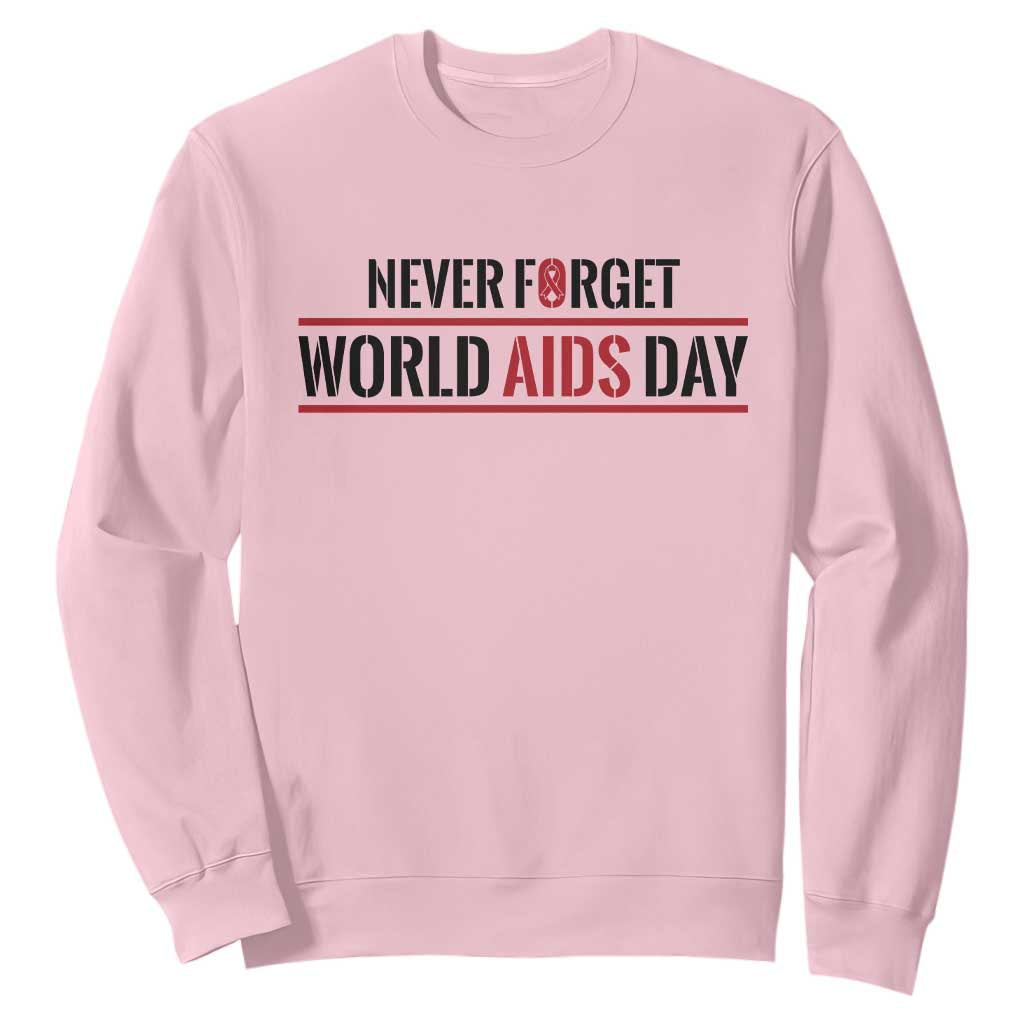 World AIDS Day Never Forget Sweatshirt Red Ribbon Support Gift