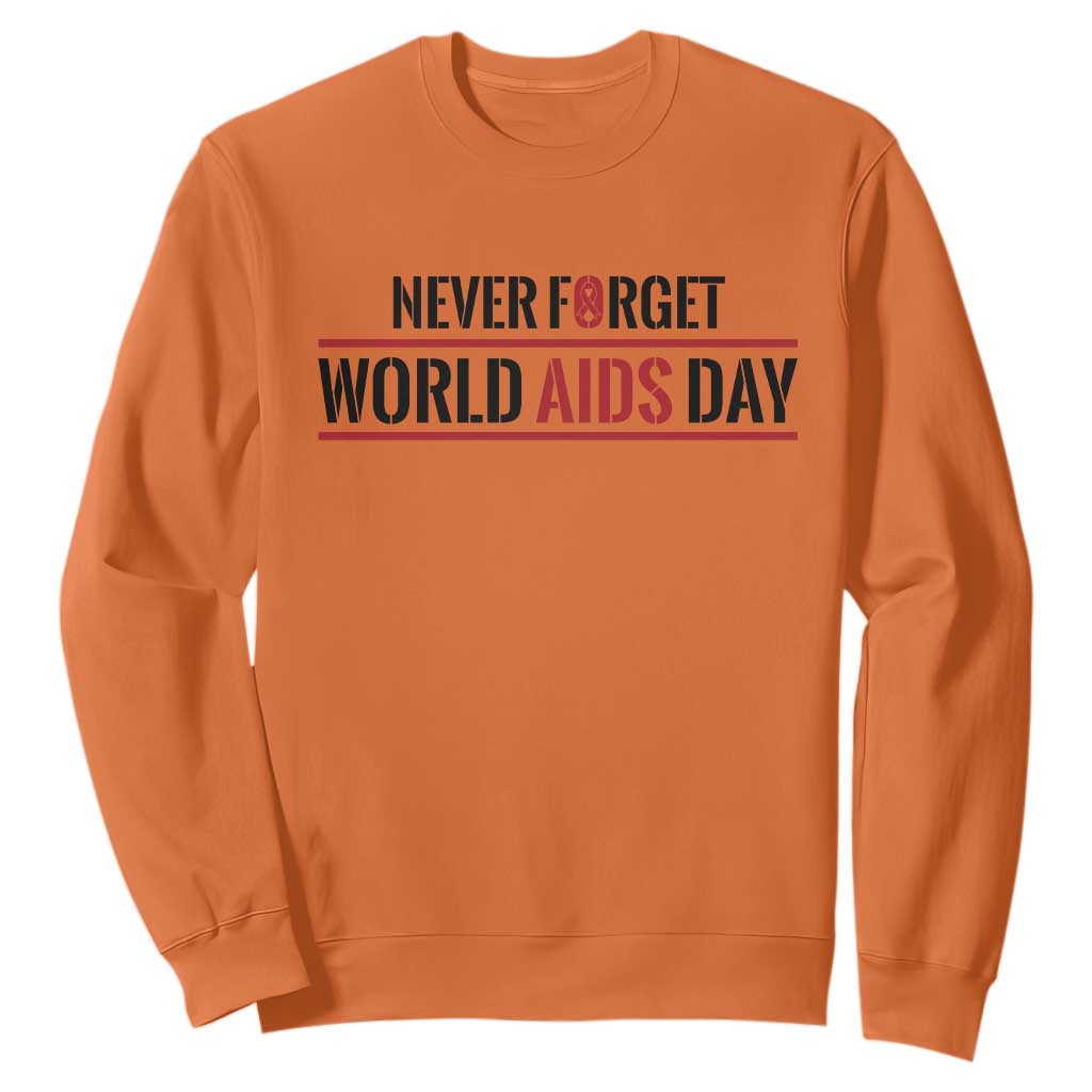 World AIDS Day Never Forget Sweatshirt Red Ribbon Support Gift