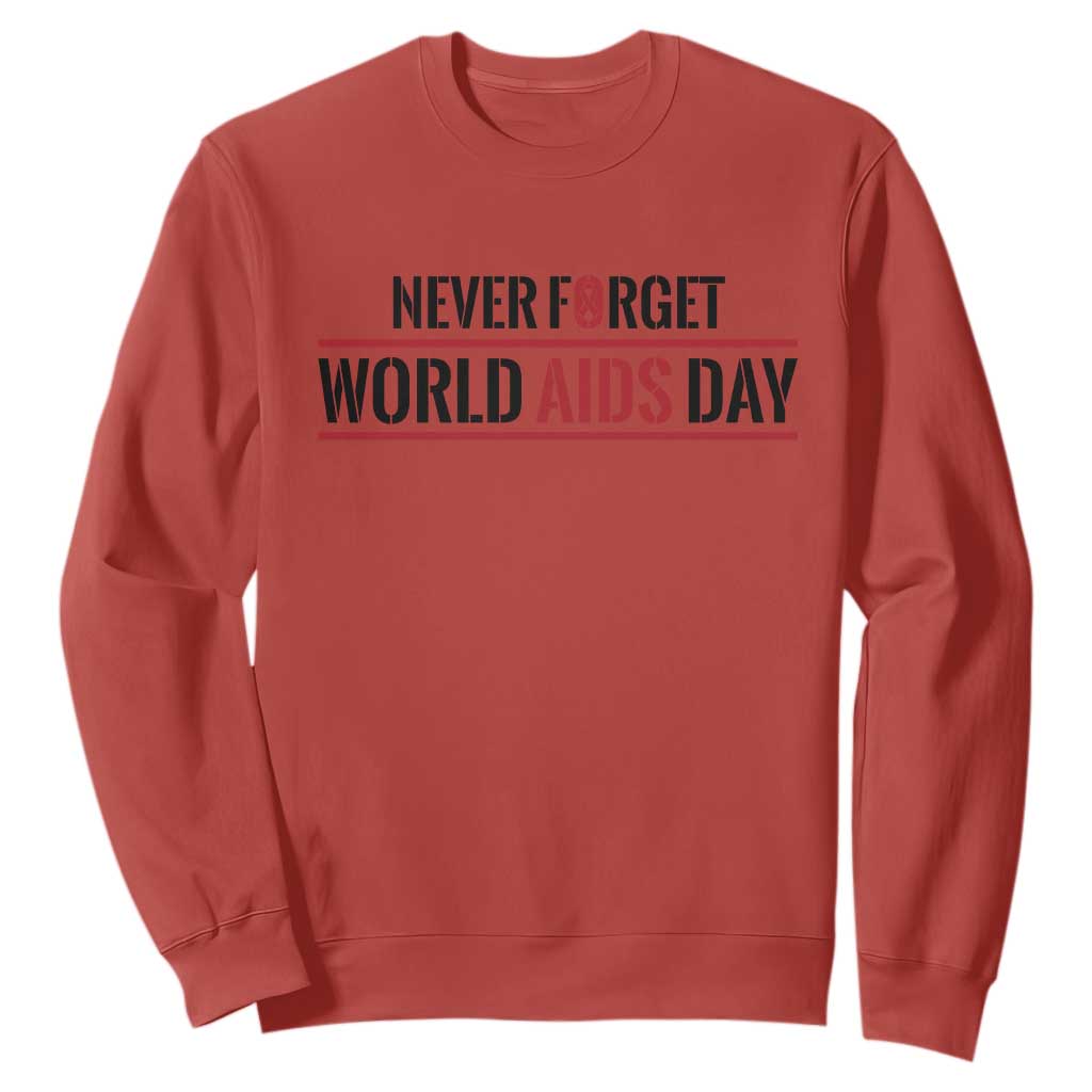 World AIDS Day Never Forget Sweatshirt Red Ribbon Support Gift