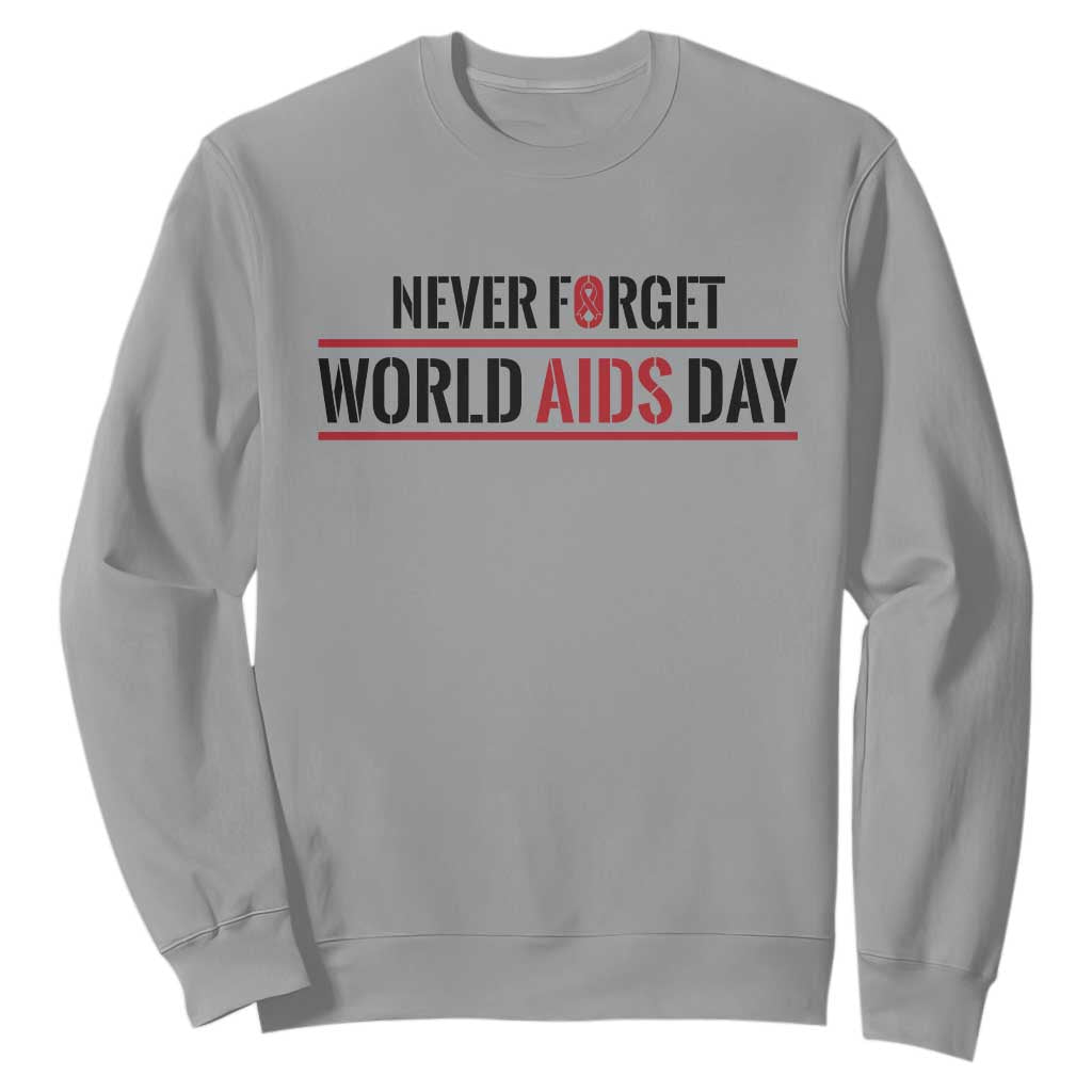 World AIDS Day Never Forget Sweatshirt Red Ribbon Support Gift