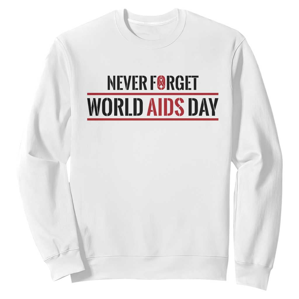 World AIDS Day Never Forget Sweatshirt Red Ribbon Support Gift
