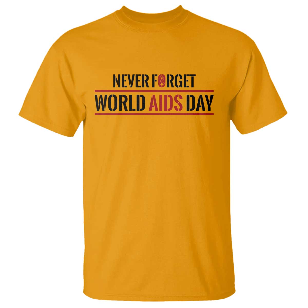 World AIDS Day Never Forget T Shirt Red Ribbon Support Gift