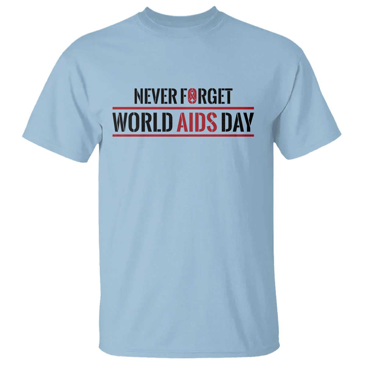 World AIDS Day Never Forget T Shirt Red Ribbon Support Gift