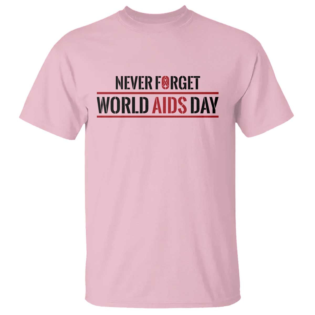 World AIDS Day Never Forget T Shirt Red Ribbon Support Gift