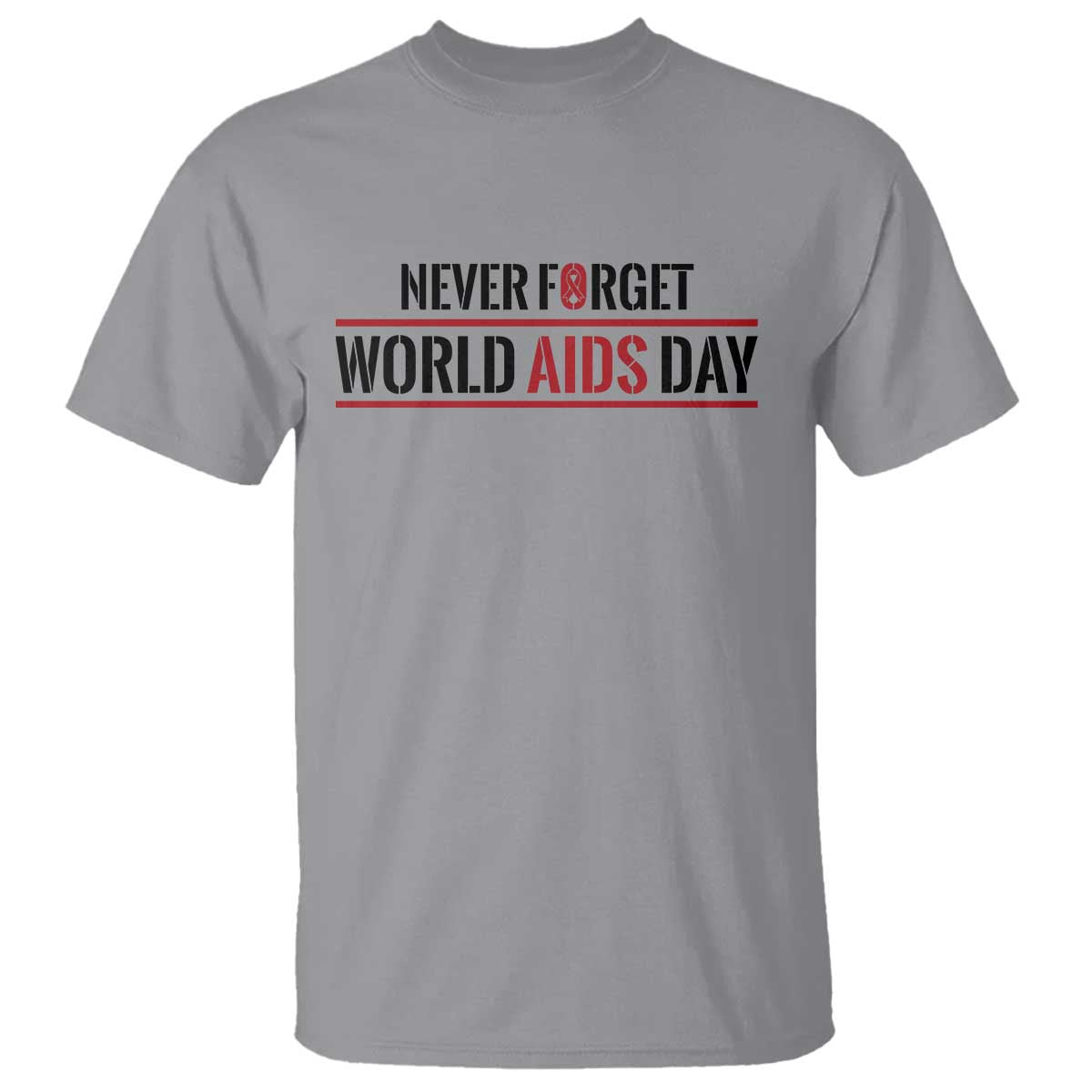 World AIDS Day Never Forget T Shirt Red Ribbon Support Gift
