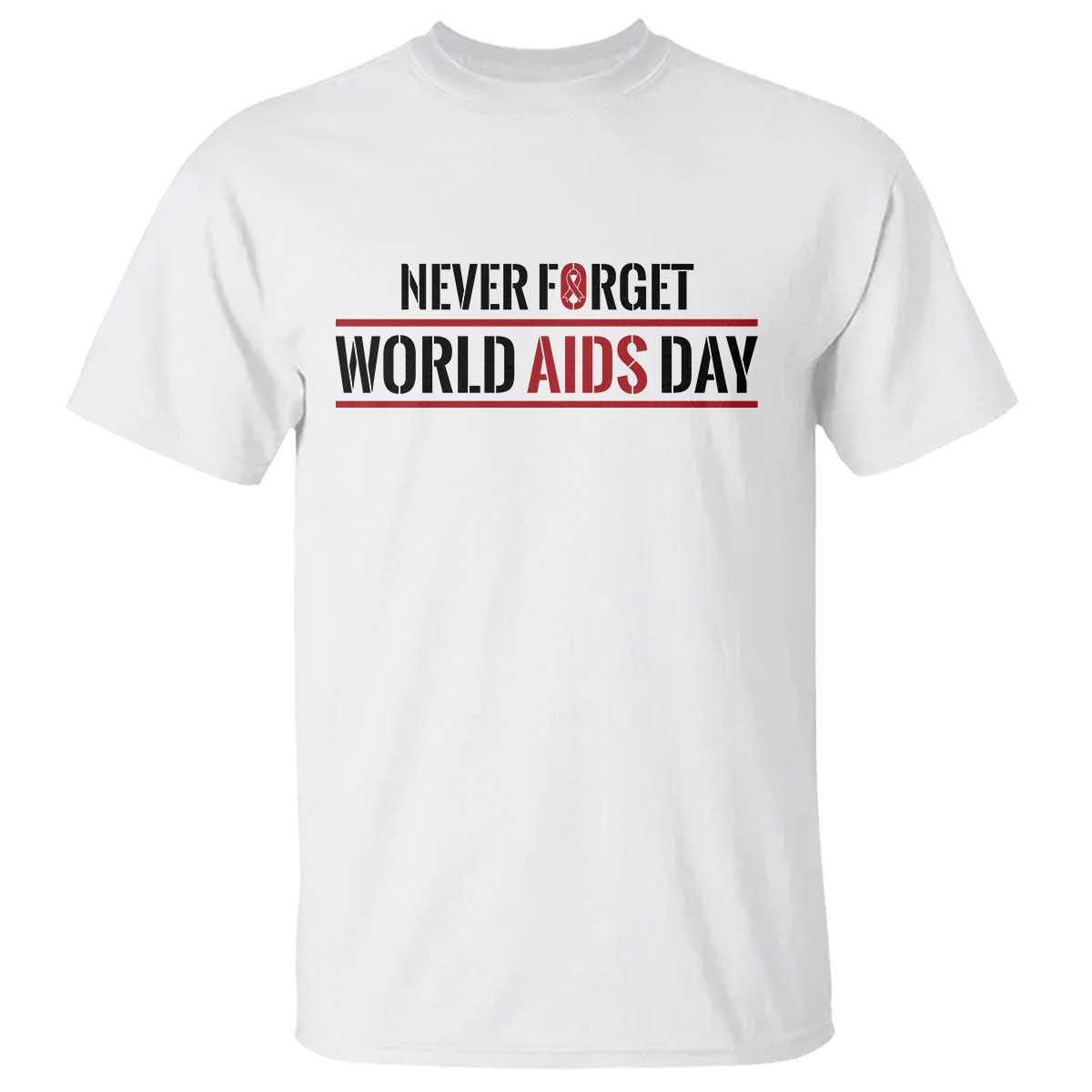 World AIDS Day Never Forget T Shirt Red Ribbon Support Gift