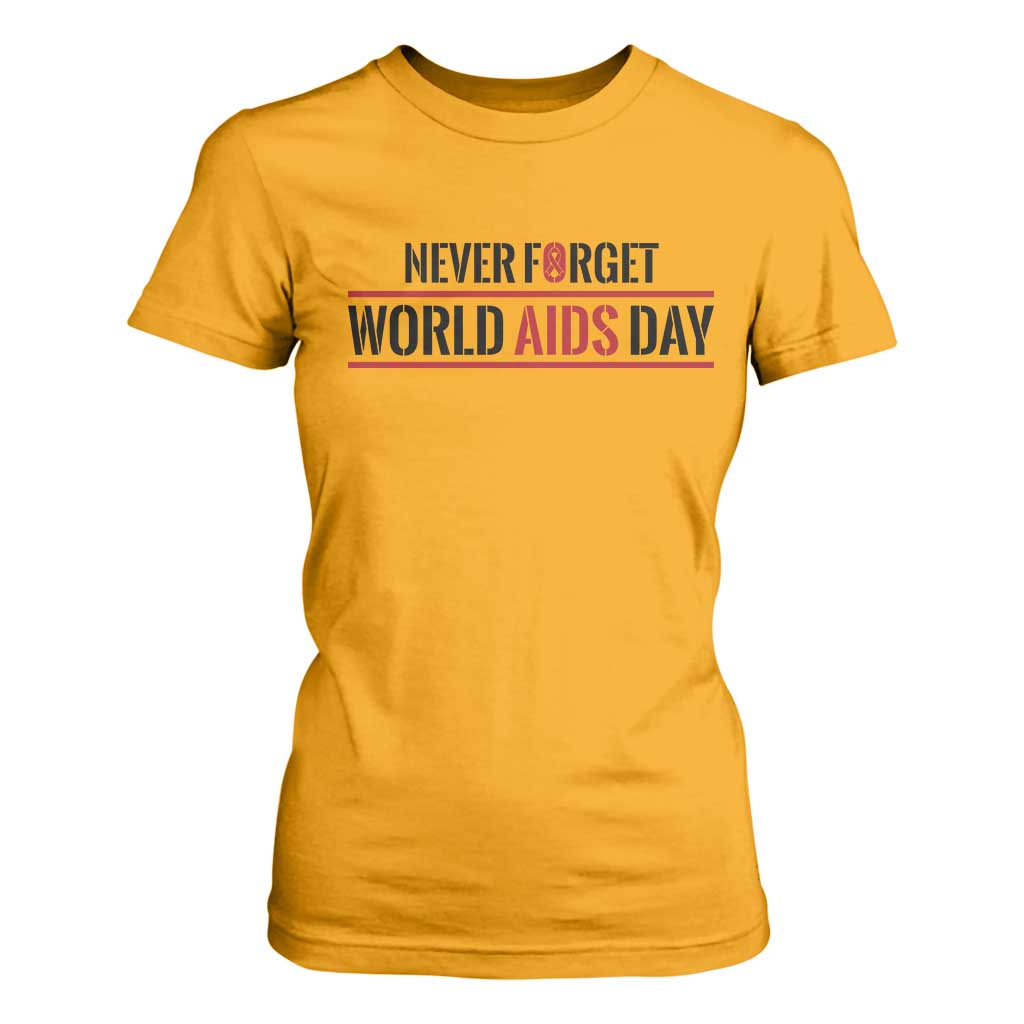 World AIDS Day Never Forget T Shirt For Women Red Ribbon Support Gift