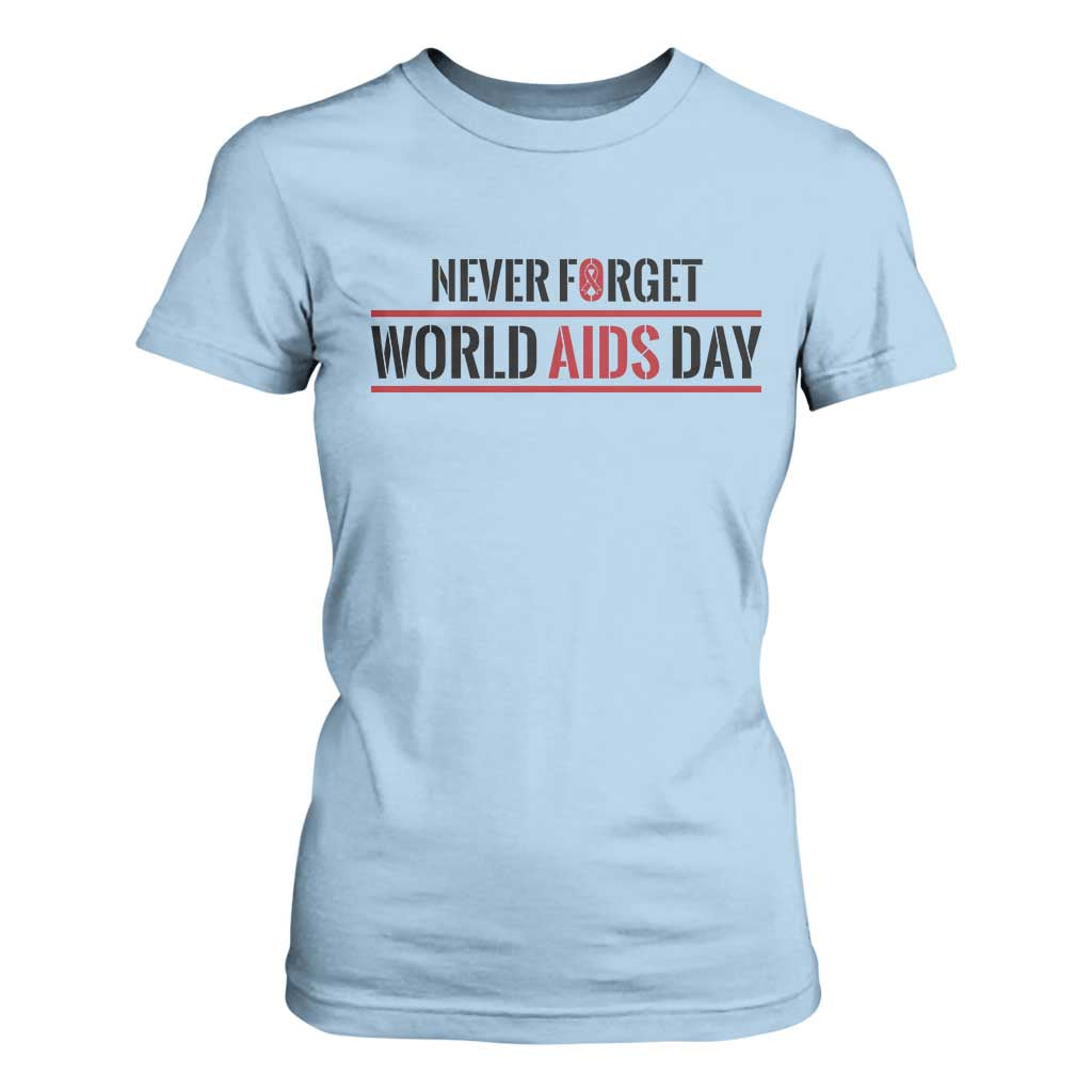 World AIDS Day Never Forget T Shirt For Women Red Ribbon Support Gift