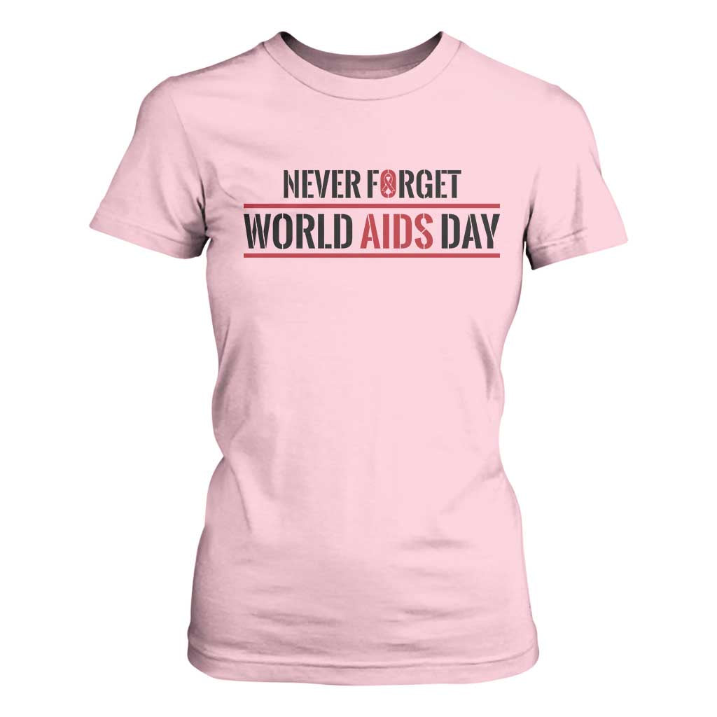 World AIDS Day Never Forget T Shirt For Women Red Ribbon Support Gift