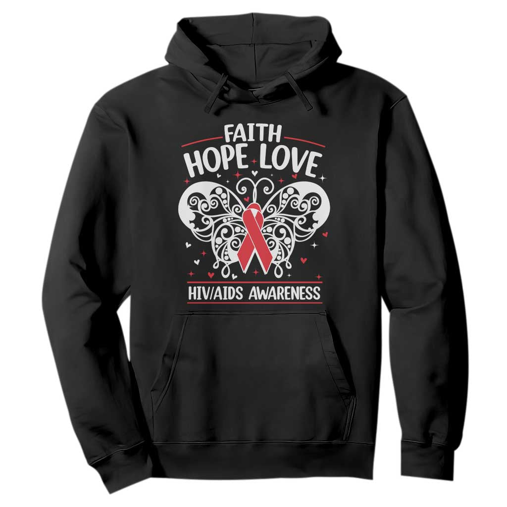 Red Ribbon Faith Hope Love Hoodie World AIDS Day Gift