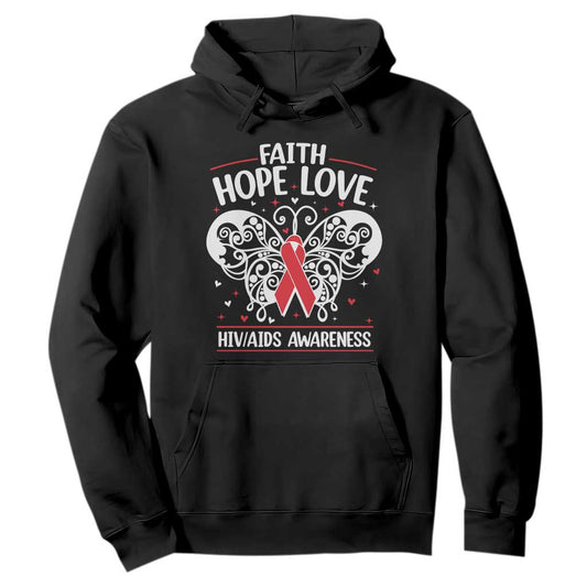 Red Ribbon Faith Hope Love Hoodie World AIDS Day Gift