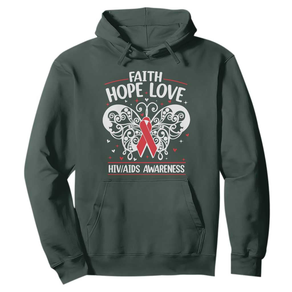 Red Ribbon Faith Hope Love Hoodie World AIDS Day Gift