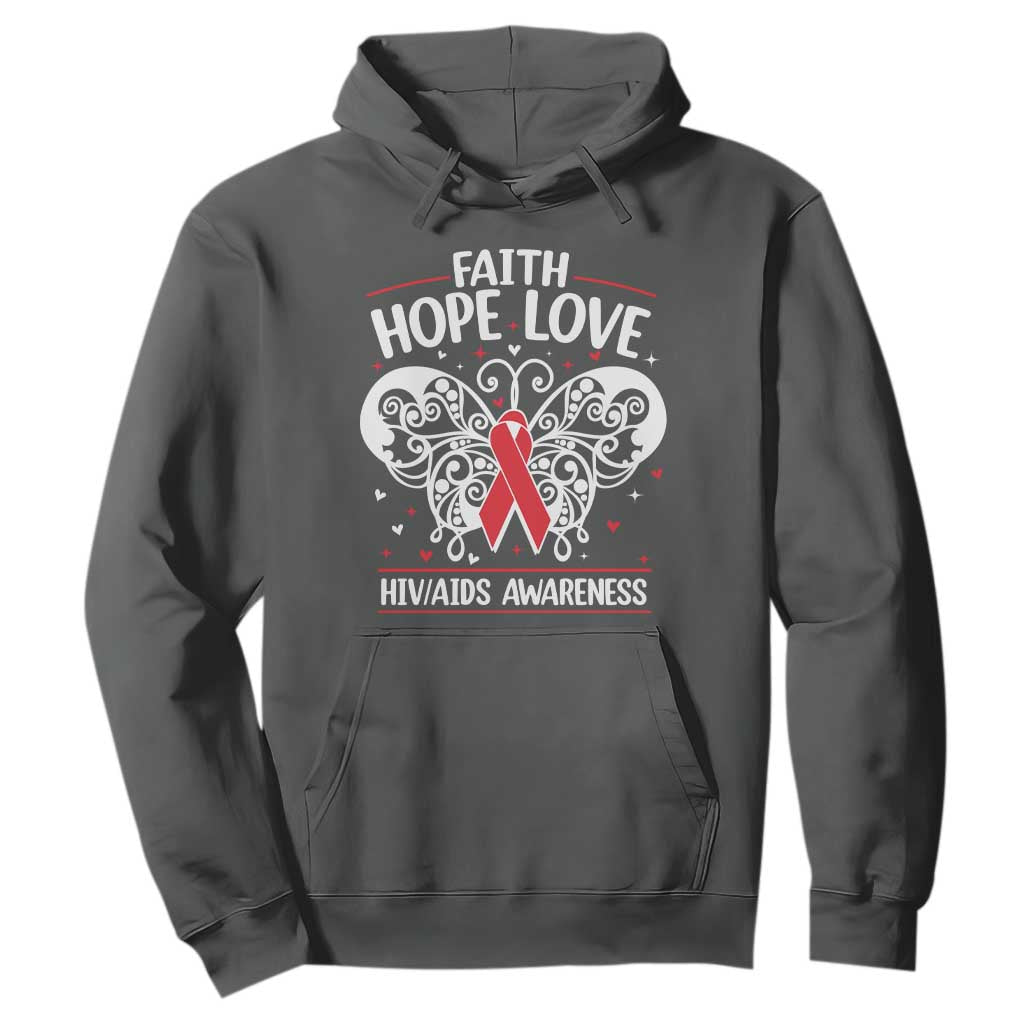 Red Ribbon Faith Hope Love Hoodie World AIDS Day Gift