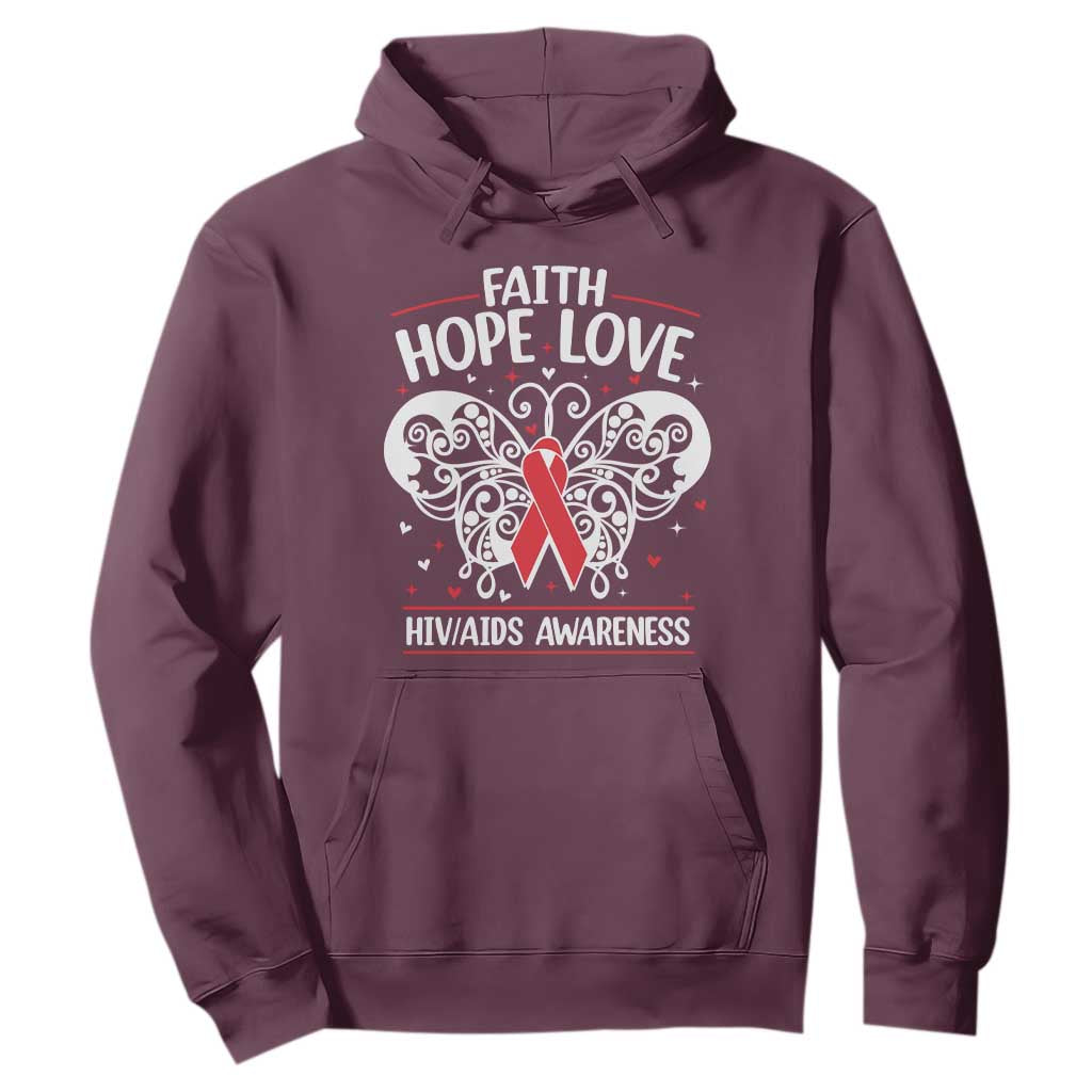 Red Ribbon Faith Hope Love Hoodie World AIDS Day Gift