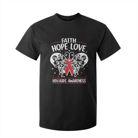 Red Ribbon Faith Hope Love T Shirt For Kid World AIDS Day Gift