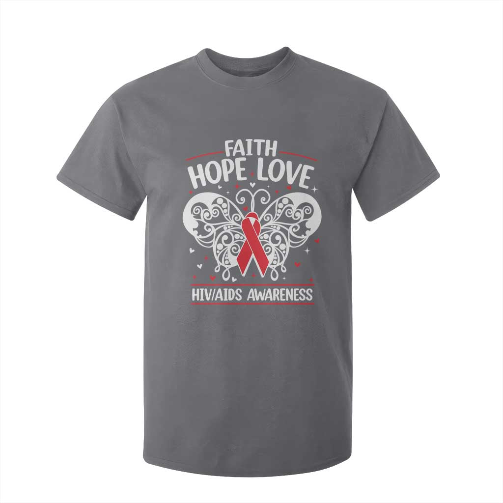 Red Ribbon Faith Hope Love T Shirt For Kid World AIDS Day Gift