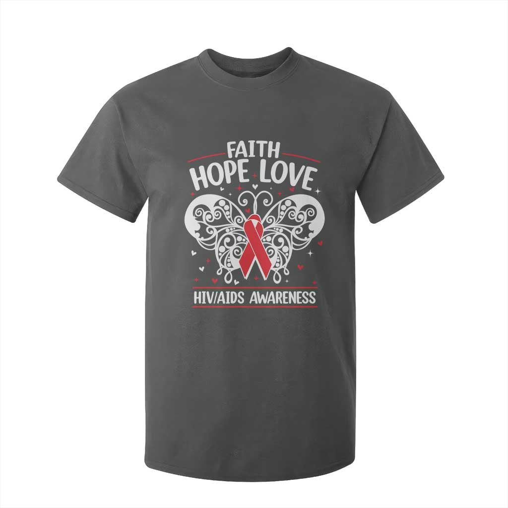 Red Ribbon Faith Hope Love T Shirt For Kid World AIDS Day Gift