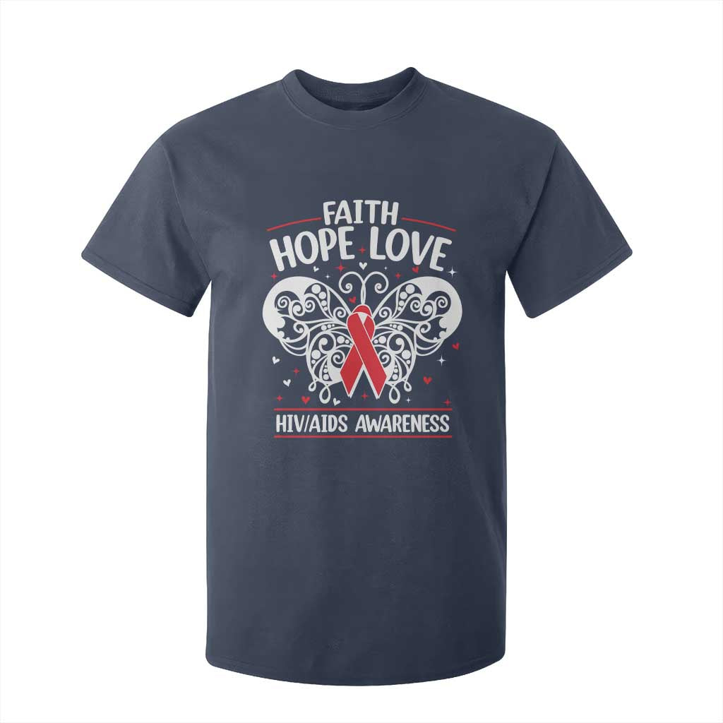 Red Ribbon Faith Hope Love T Shirt For Kid World AIDS Day Gift
