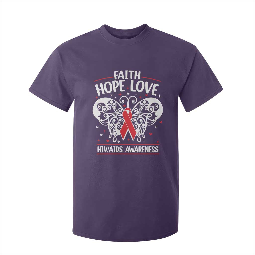 Red Ribbon Faith Hope Love T Shirt For Kid World AIDS Day Gift