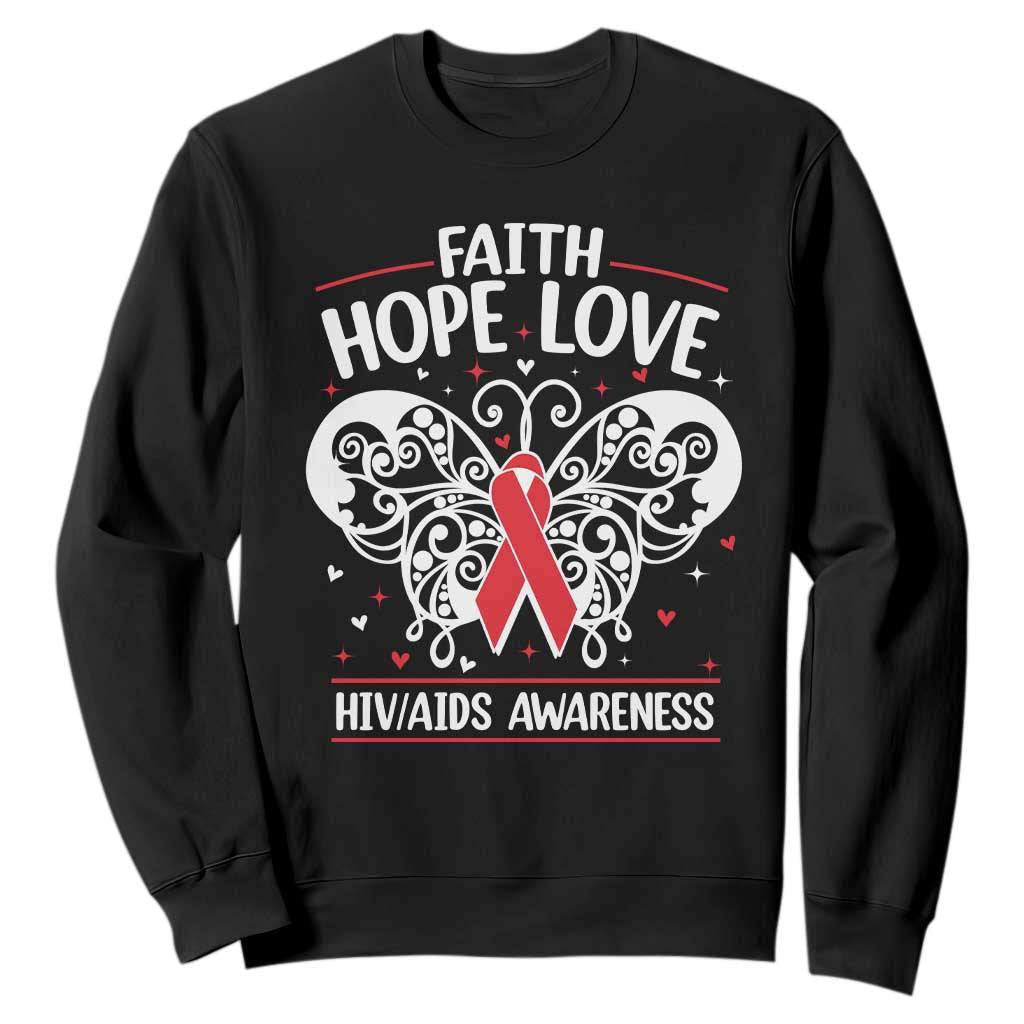 Red Ribbon Faith Hope Love Sweatshirt World AIDS Day Gift