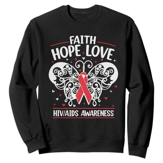 Red Ribbon Faith Hope Love Sweatshirt World AIDS Day Gift