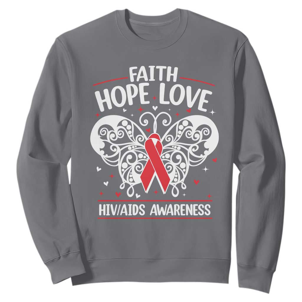Red Ribbon Faith Hope Love Sweatshirt World AIDS Day Gift