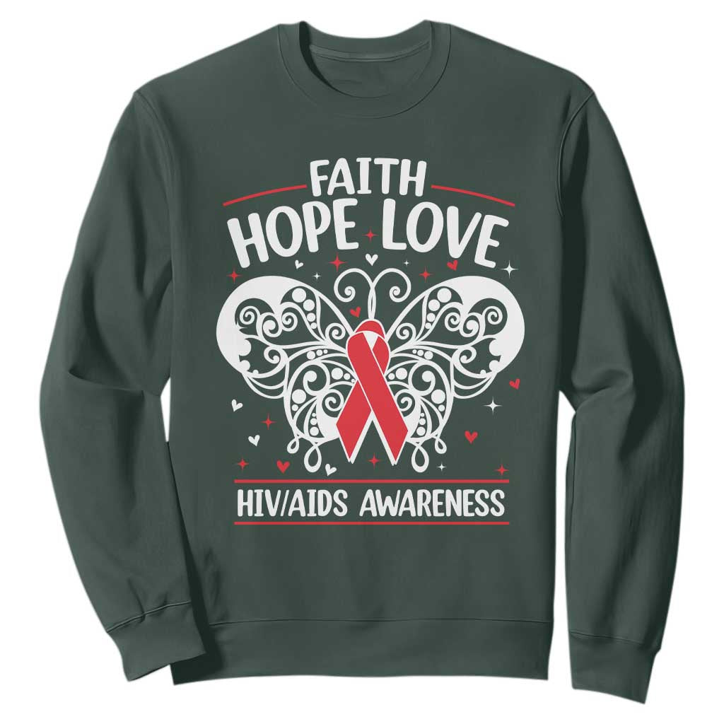 Red Ribbon Faith Hope Love Sweatshirt World AIDS Day Gift