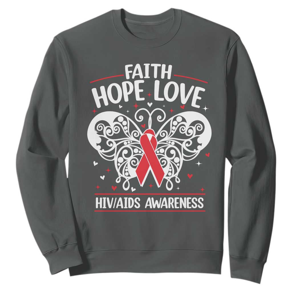 Red Ribbon Faith Hope Love Sweatshirt World AIDS Day Gift