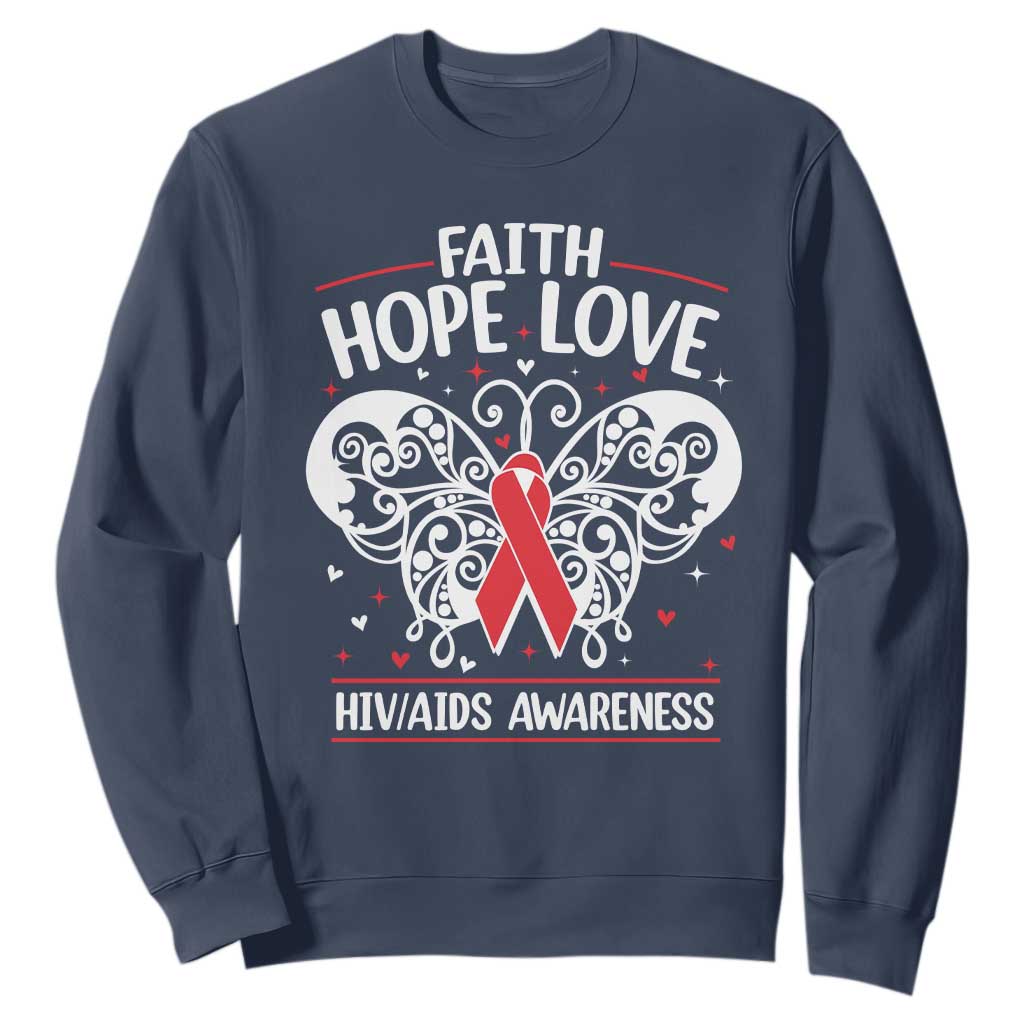 Red Ribbon Faith Hope Love Sweatshirt World AIDS Day Gift