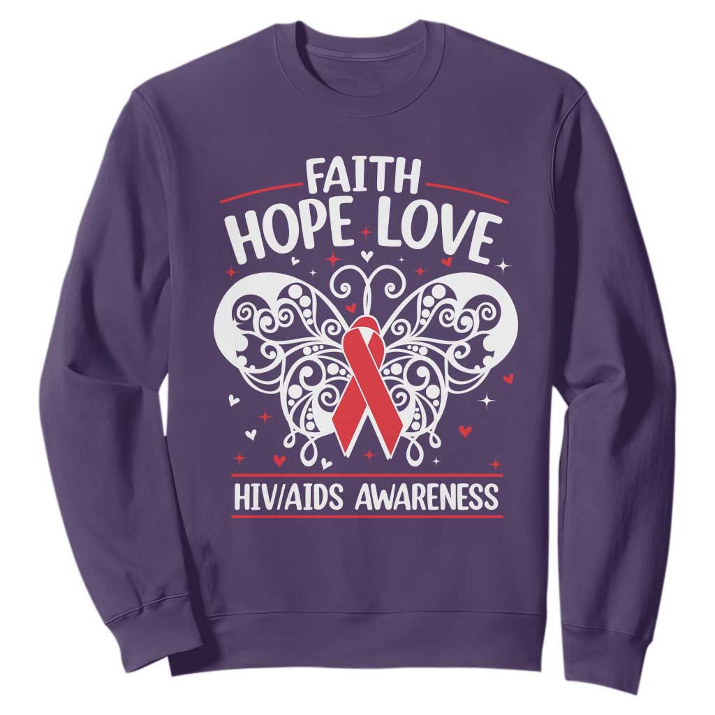 Red Ribbon Faith Hope Love Sweatshirt World AIDS Day Gift