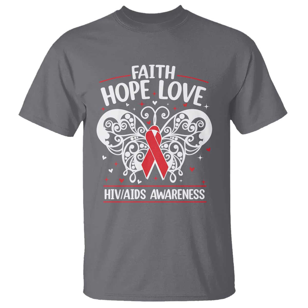 Red Ribbon Faith Hope Love T Shirt World AIDS Day Gift