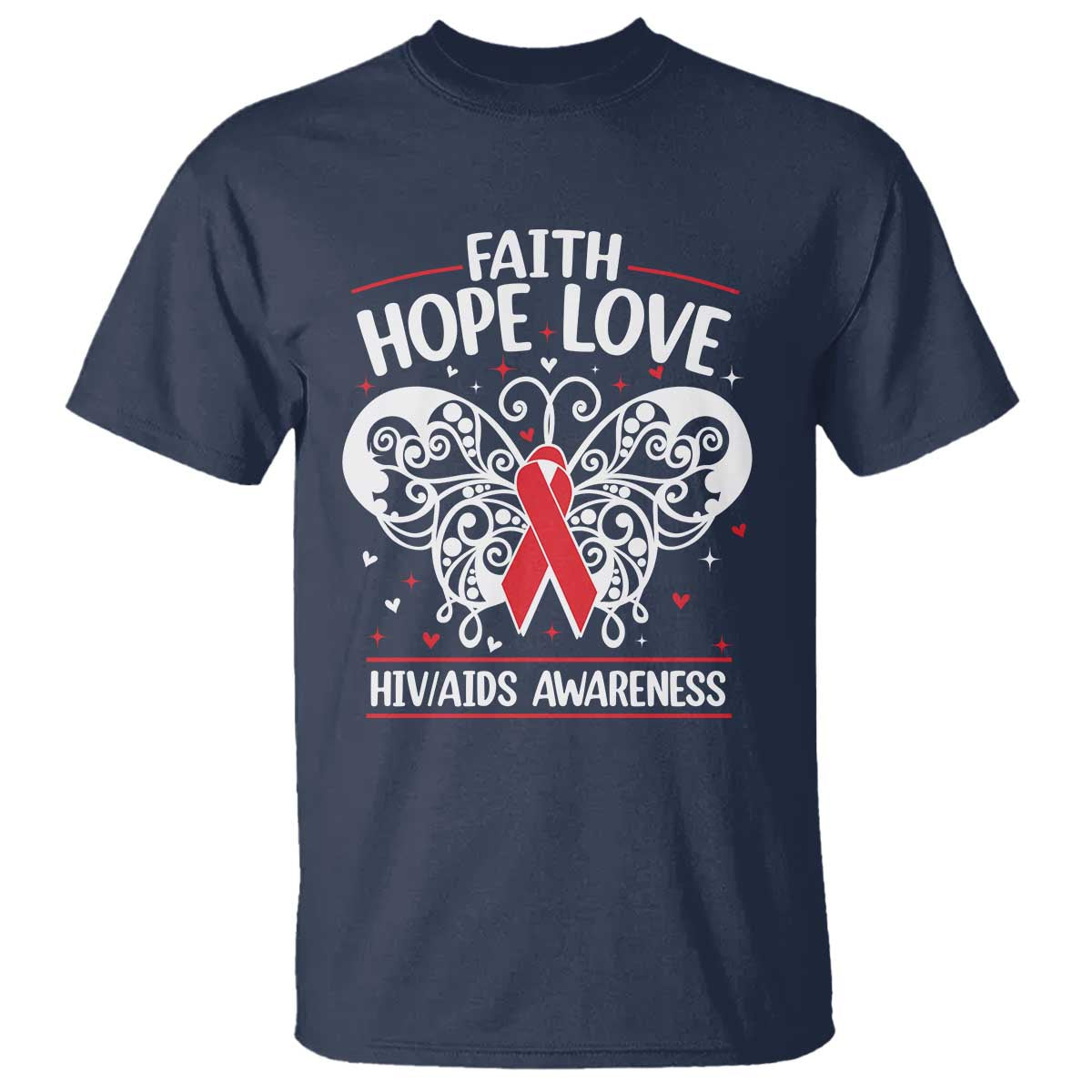 Red Ribbon Faith Hope Love T Shirt World AIDS Day Gift