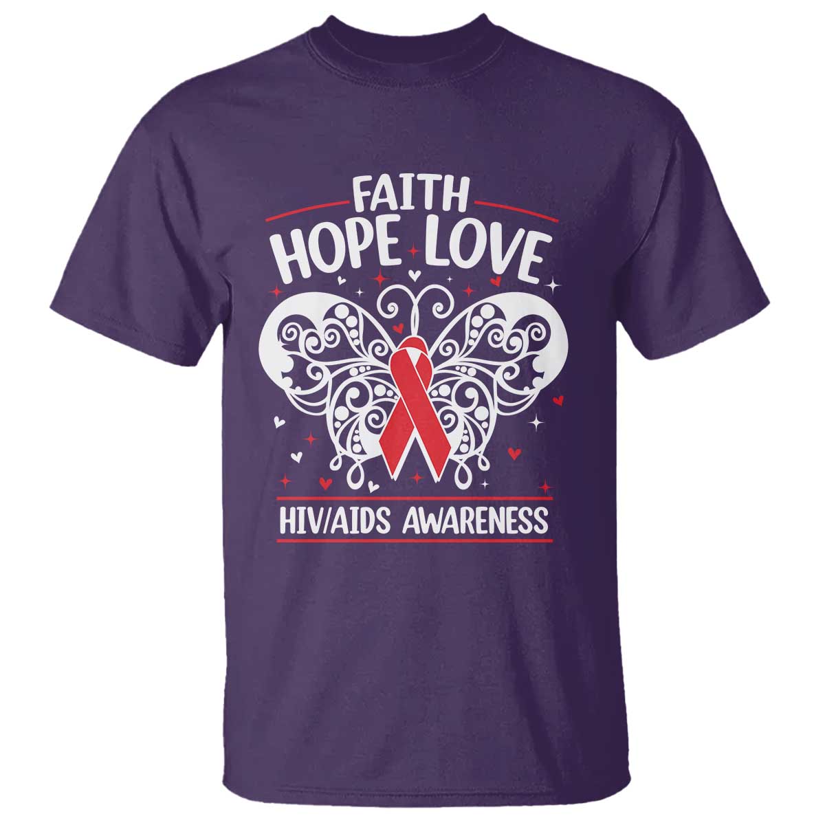 Red Ribbon Faith Hope Love T Shirt World AIDS Day Gift