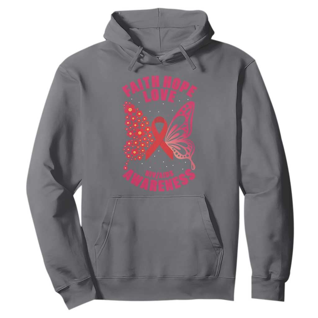 Faith Hope Love HIV Butterfly Hoodie Support Month Gift