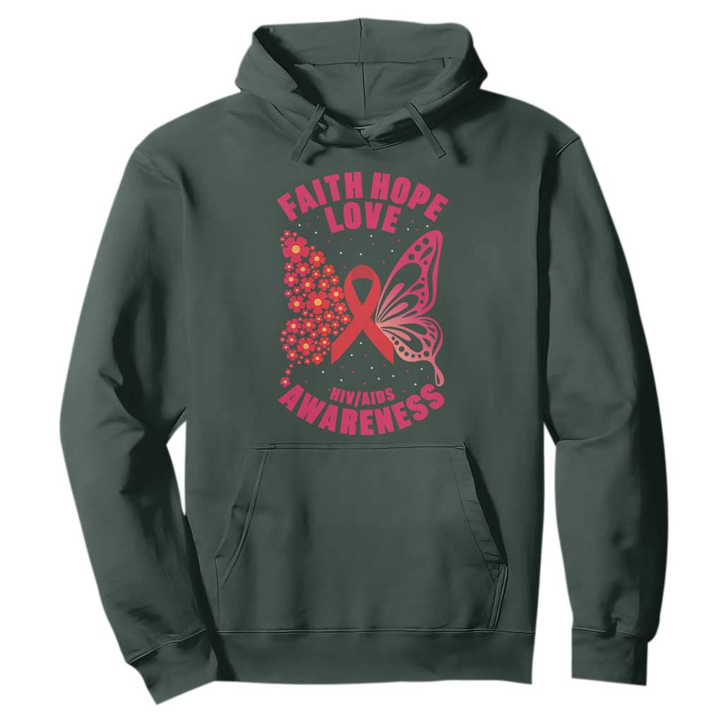 Faith Hope Love HIV Butterfly Hoodie Support Month Gift