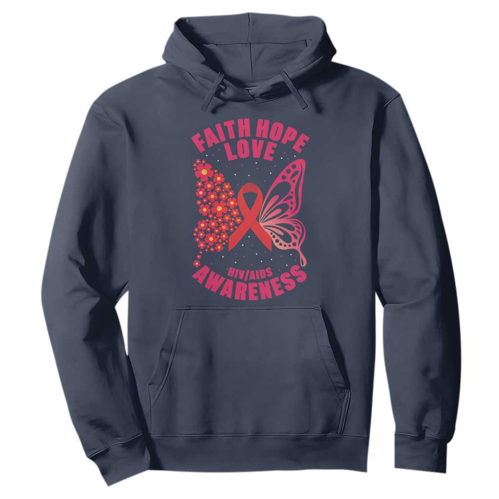 Faith Hope Love HIV Butterfly Hoodie Support Month Gift