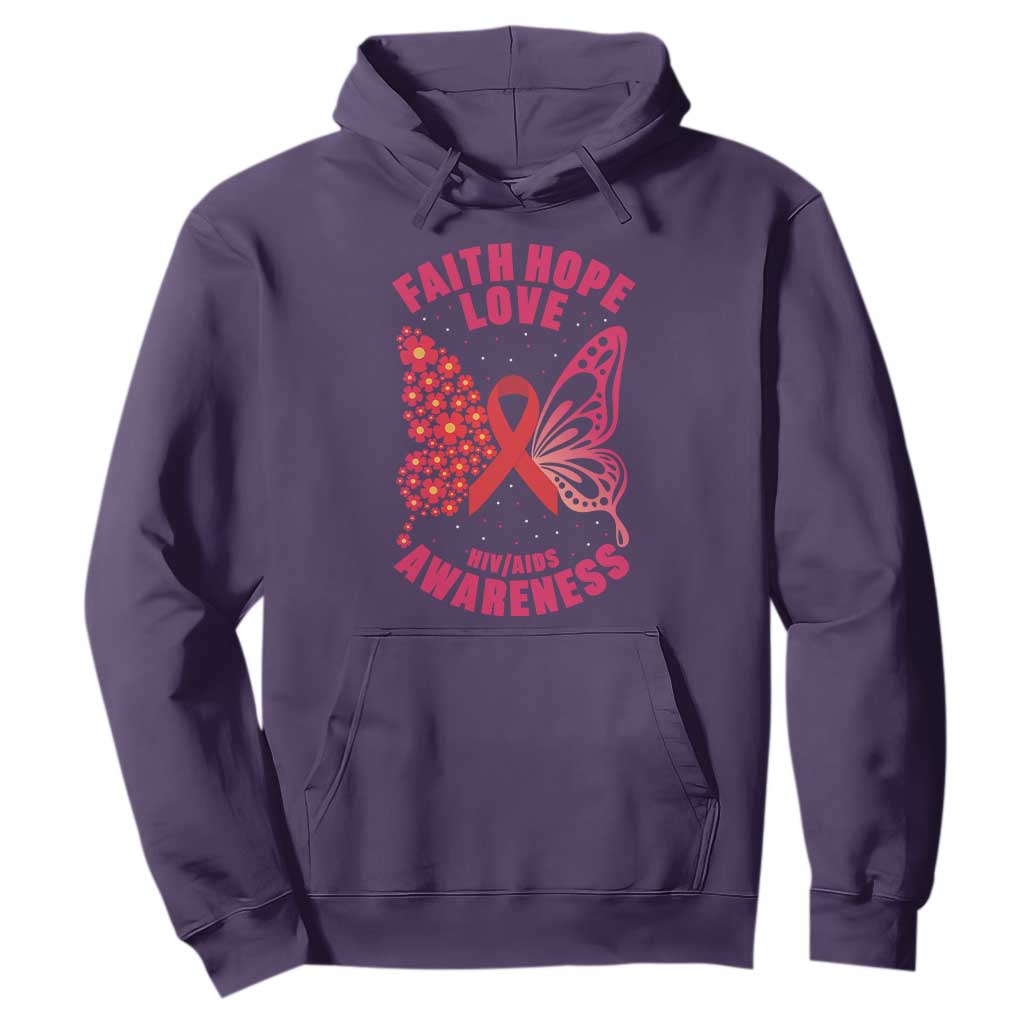 Faith Hope Love HIV Butterfly Hoodie Support Month Gift