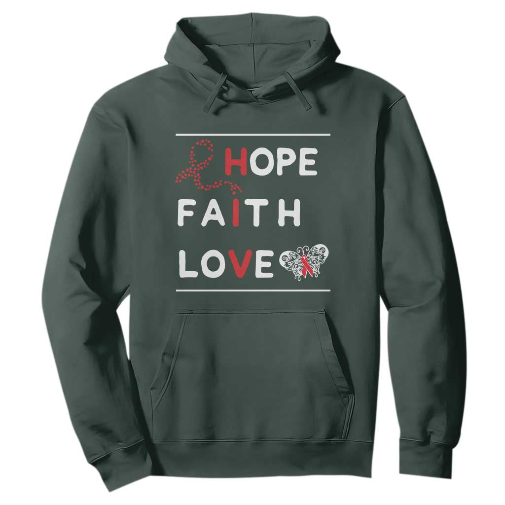 Faith Hope Love HIV AIDS Support Hoodie Hope Strength Empowerment Gift