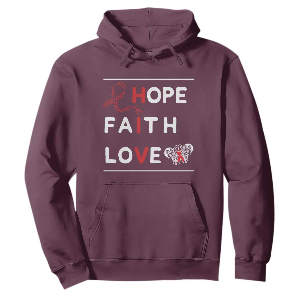 Faith Hope Love HIV AIDS Support Hoodie Hope Strength Empowerment Gift