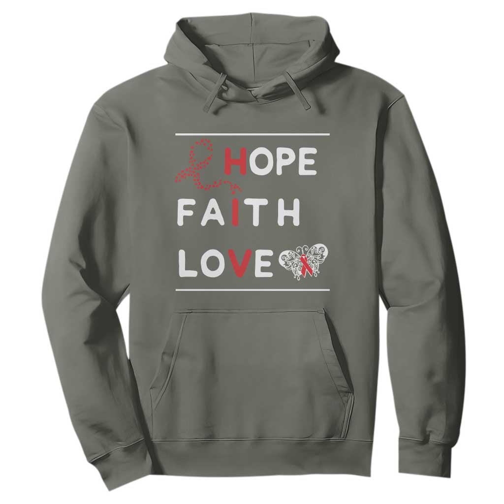 Faith Hope Love HIV AIDS Support Hoodie Hope Strength Empowerment Gift