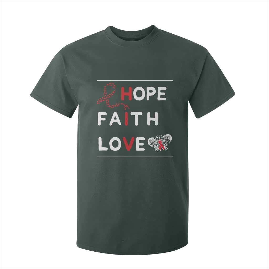 Faith Hope Love HIV AIDS Support T Shirt For Kid Hope Strength Empowerment Gift