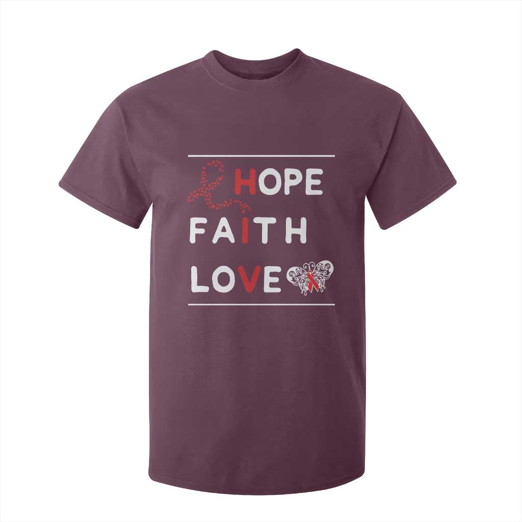 Faith Hope Love HIV AIDS Support T Shirt For Kid Hope Strength Empowerment Gift