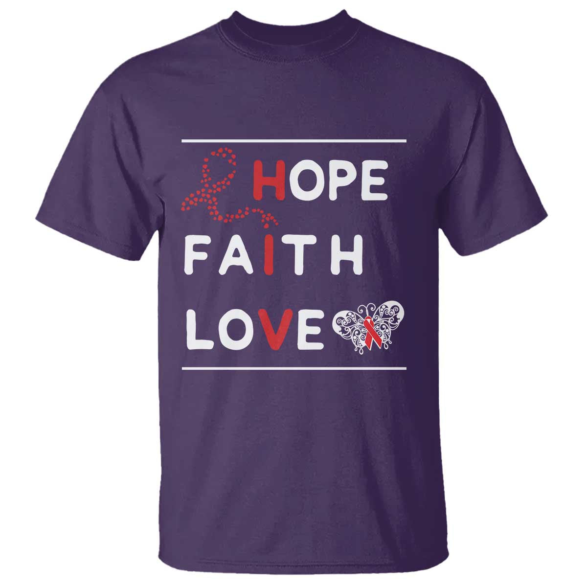 Faith Hope Love HIV AIDS Support T Shirt Hope Strength Empowerment Gift