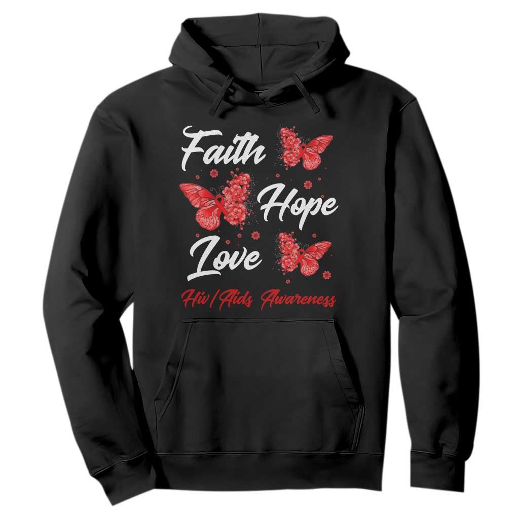 Faith Hope Love HIV AIDS Support Butterfly Gift Hoodie