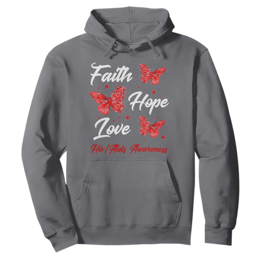 Faith Hope Love HIV AIDS Support Butterfly Gift Hoodie