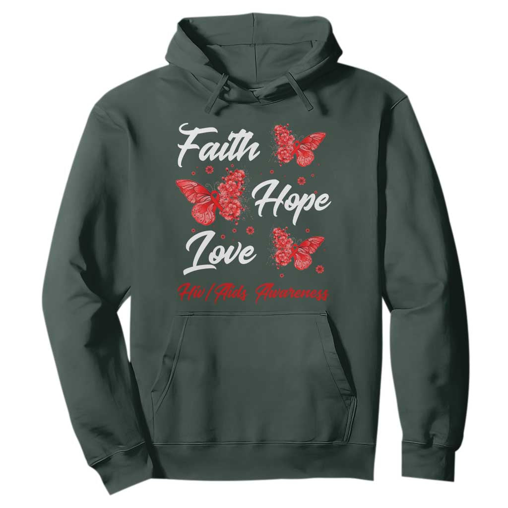 Faith Hope Love HIV AIDS Support Butterfly Gift Hoodie